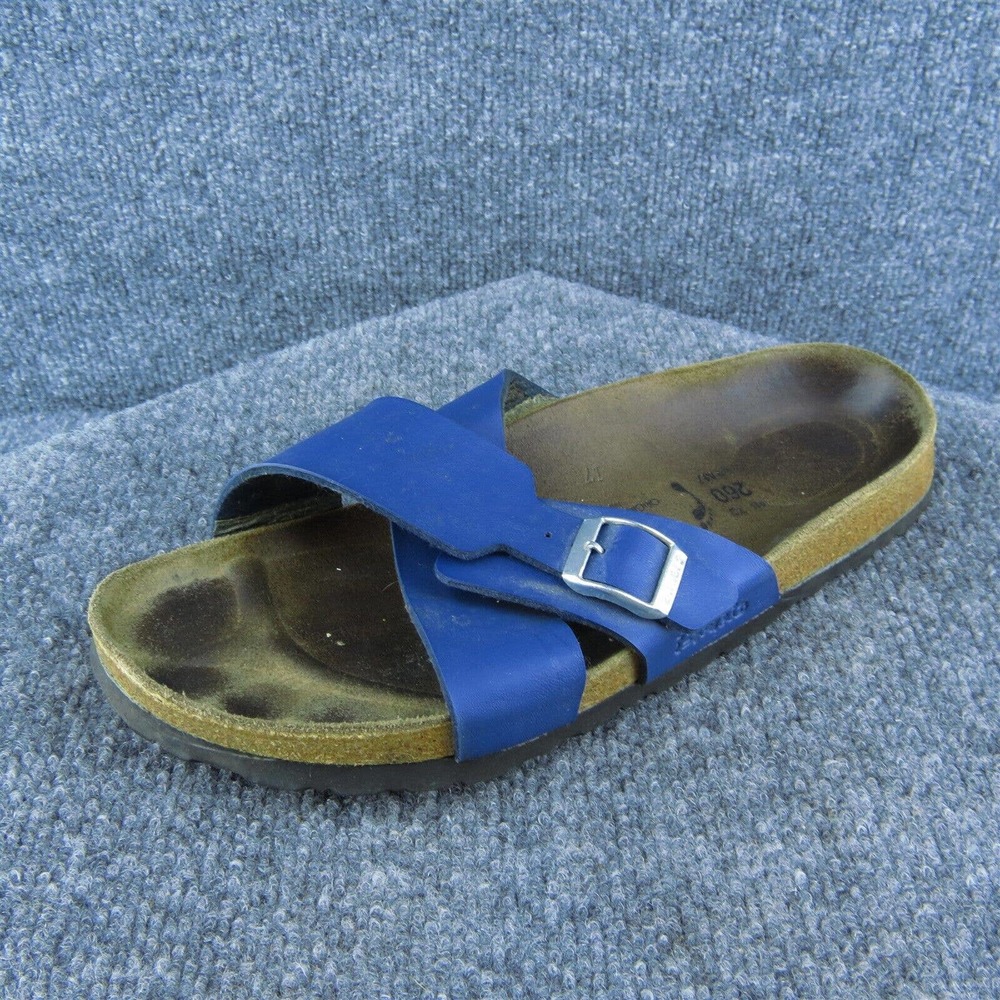 Birki's Women Slide Sandal Shoes Blue Synthetic Size 9‎ Narrow